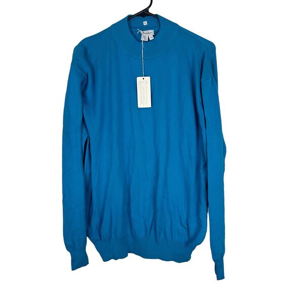 Saks Fifth Avenue Sweater Mock Neck Made in Italy Blue Women's Large Pullover - Picture 1 of 11